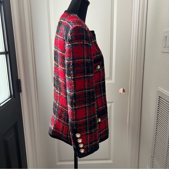 Vintage Women’s Boucle Red Plaid Blazer Size 12 - Picture 9 of 10